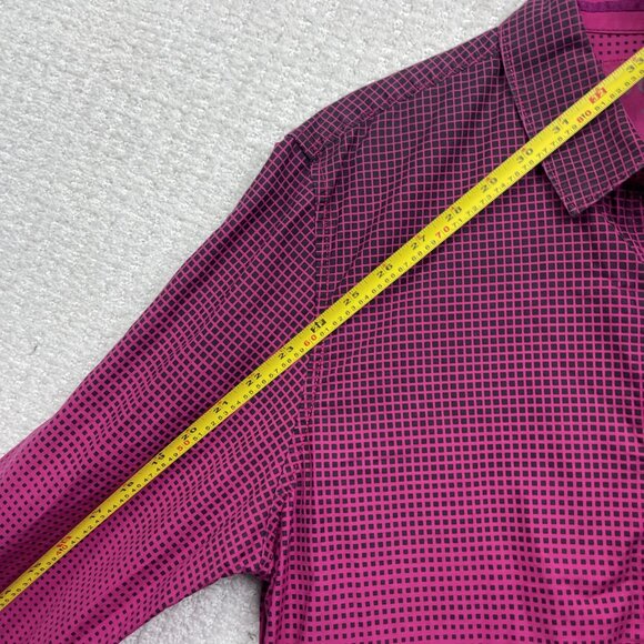 Y2K Guess Button Up Shirt Men L Slim Fit Long Sleeve Psychedelic Geometric AOP - Picture 8 of 11